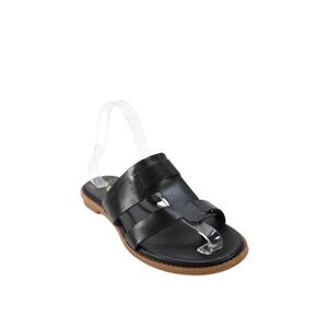 Sarto Womens Double Strap Leather Slide Sandals Black Size 7